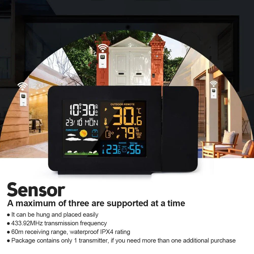 Smart Atomic Clock with Wireless Sensor & Projection