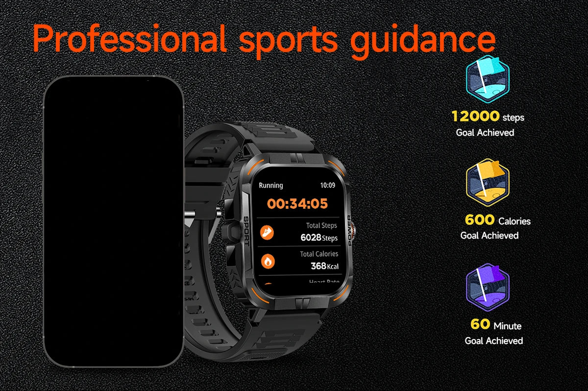 AMOLED Smart Watch with Flashlight & Compass