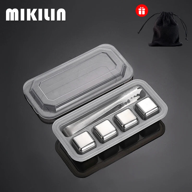 Reusable Stainless Steel Whiskey Ice Cubes Set