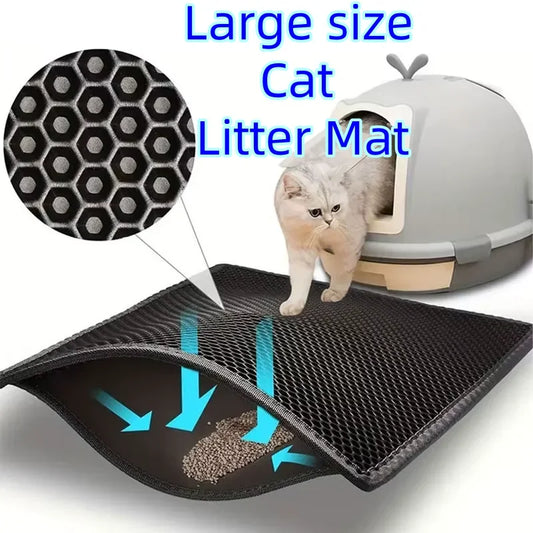 Large Cat Litter Mat – Waterproof & Double Layer for Easy Cleanup!