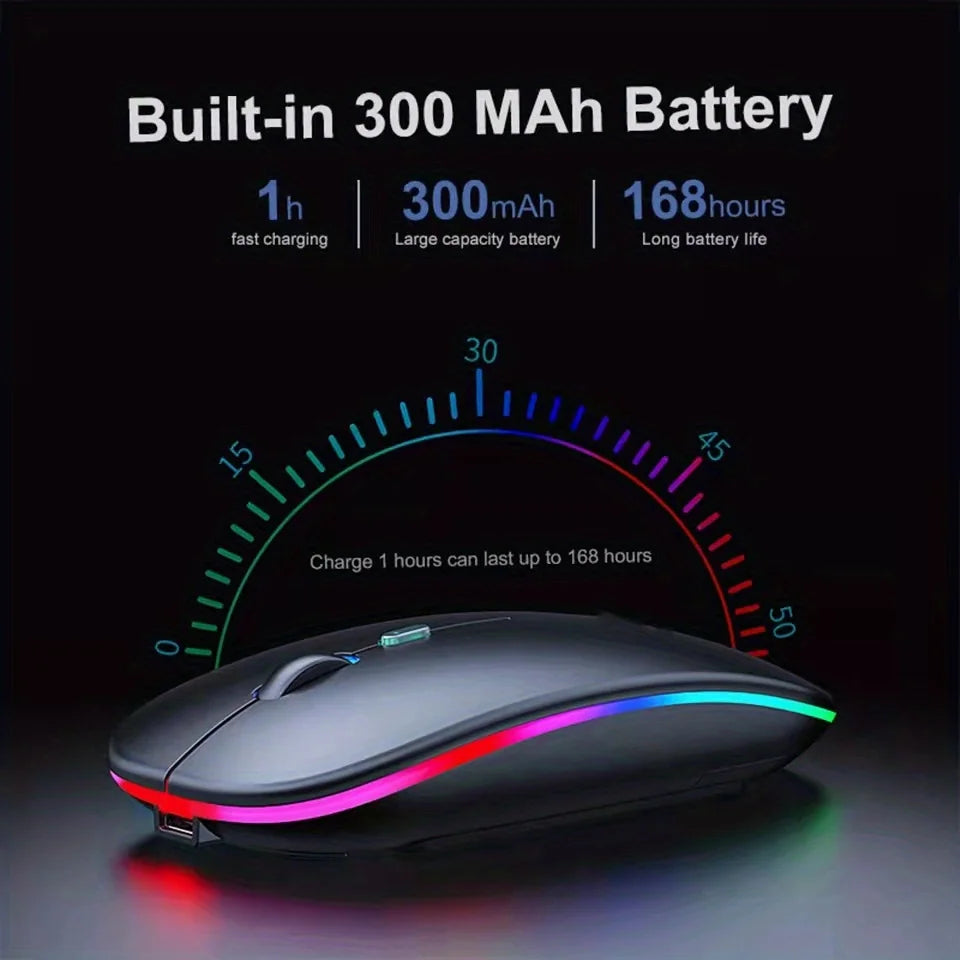 Wireless Mouse Gaming Backlight USB Compatible RGB Rechargeable