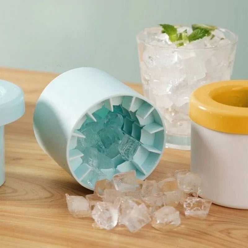 Mini Silicone Ice Cube Mold & Storage Bucket