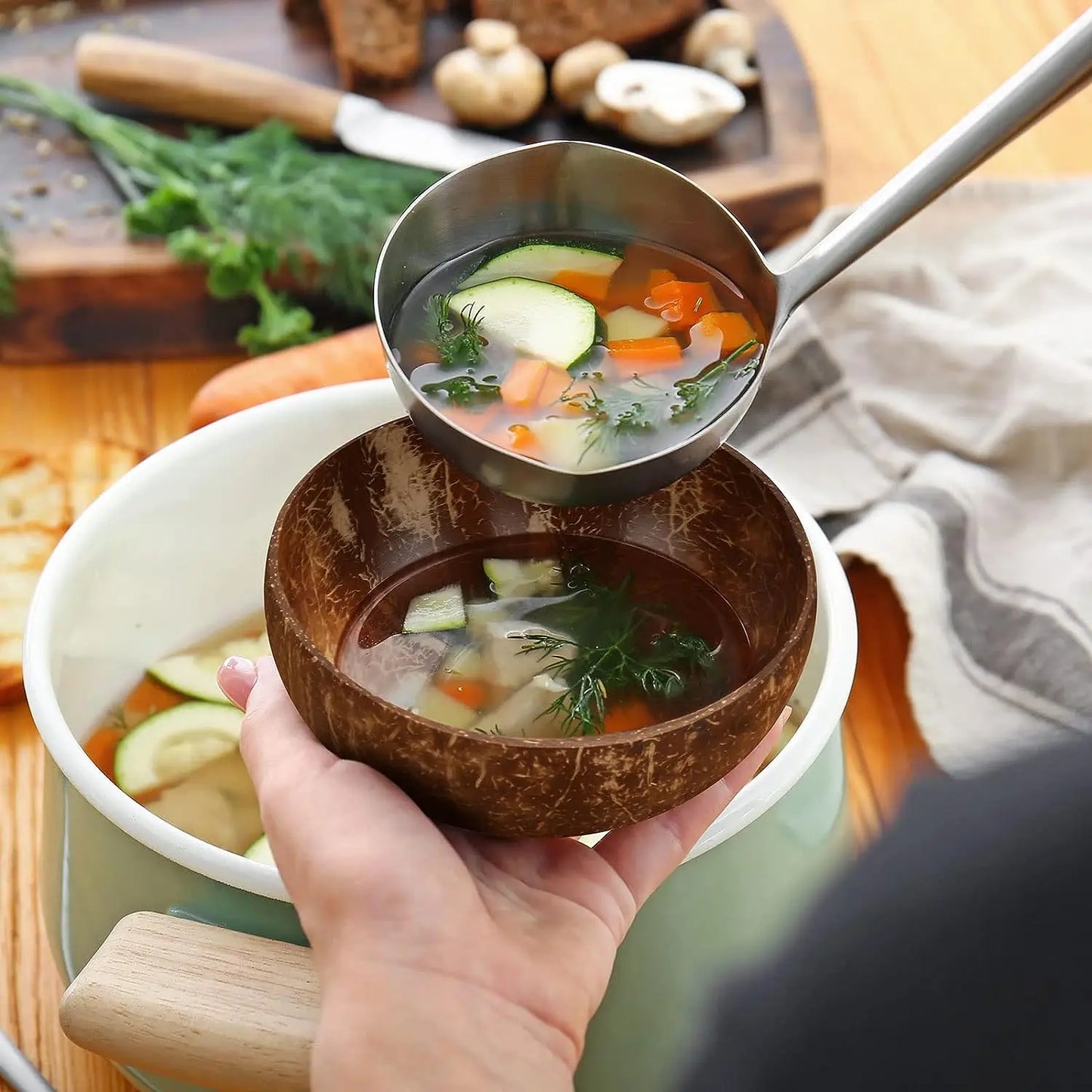 Natural Coconut Bowls for Serving & Salad