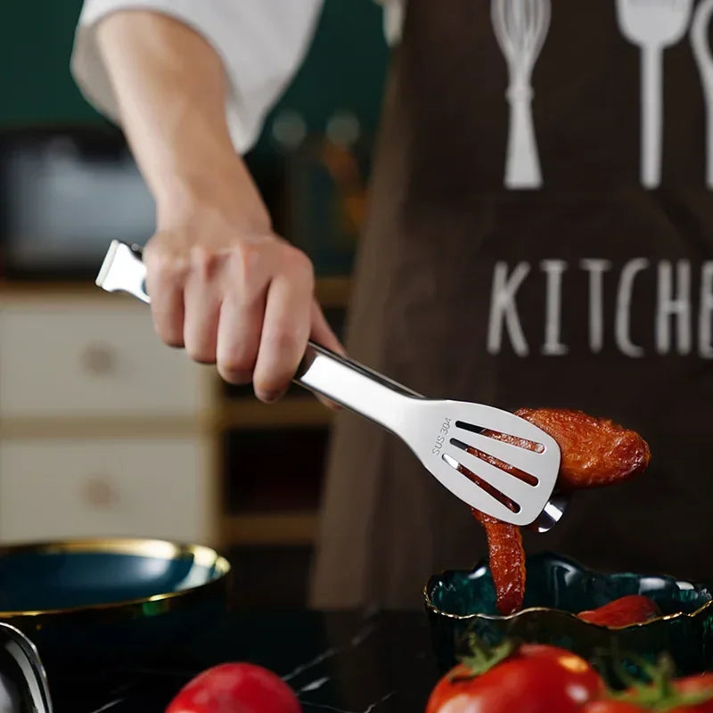 Stainless Steel Non-Slip Food Tongs for Kitchen Use