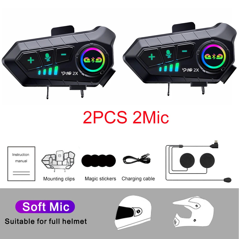 Bluetooth Motorcycle Helmet Intercom with 300M Range