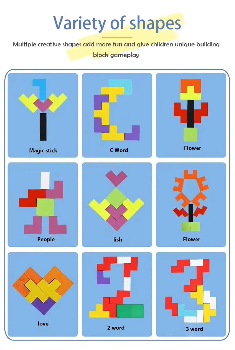 Montessori Wooden Puzzle Blocks – Brain-Boosting 3D Fun!