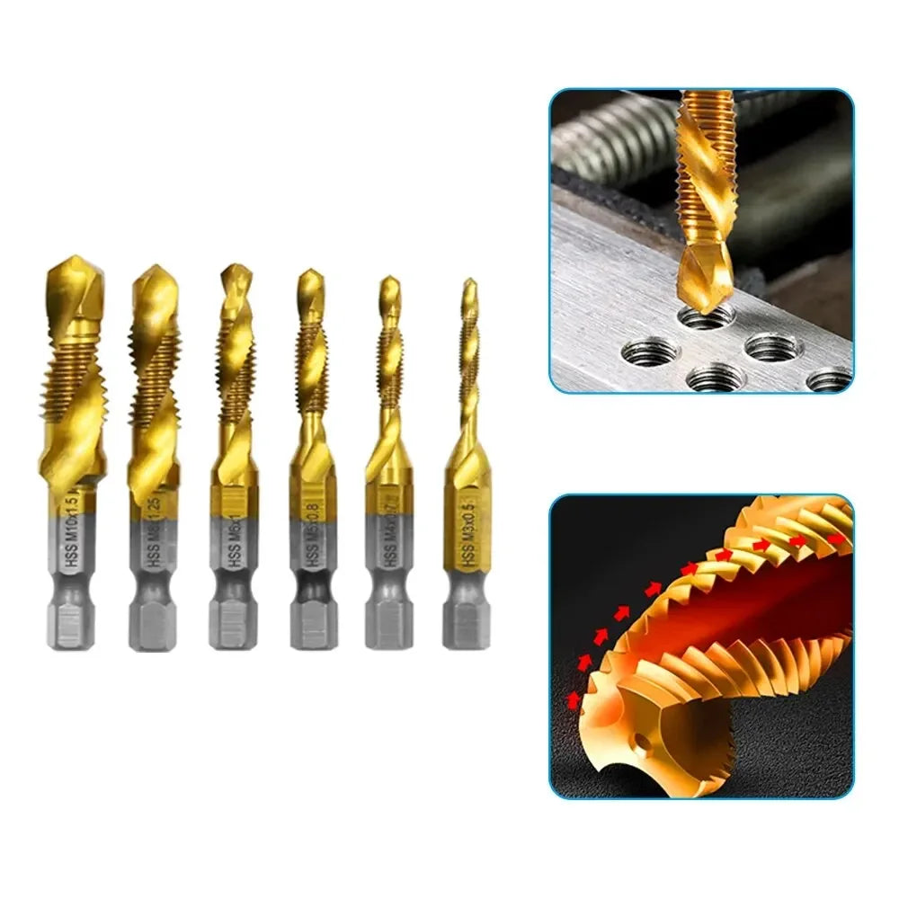 6pc Titanium Steel Tap Drill Set