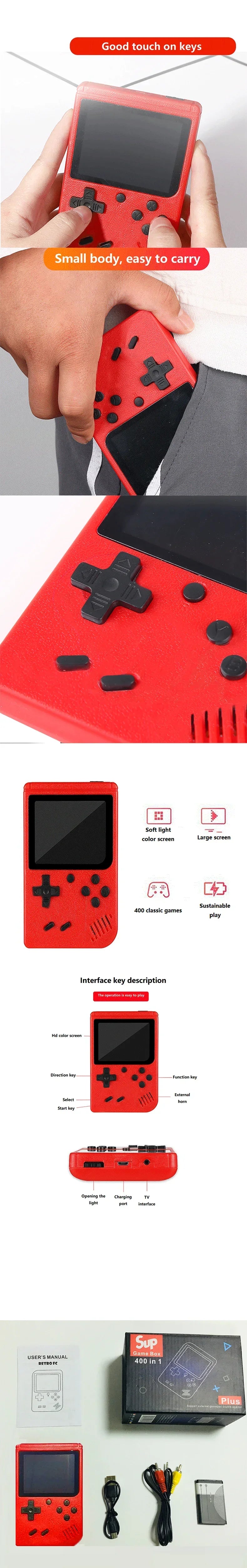 Retro Handheld Game Console – 400 Classic Games & TV Connection!