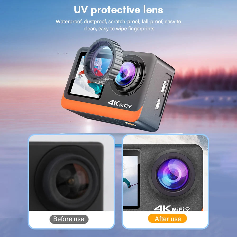 Capture it all with this 4K dual-screen action camera!