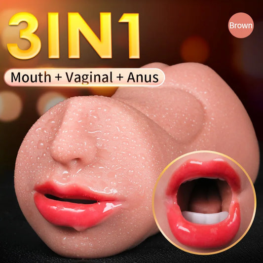 3-in-1 Male Masturbator: Oral, Vaginal & Deep Throat