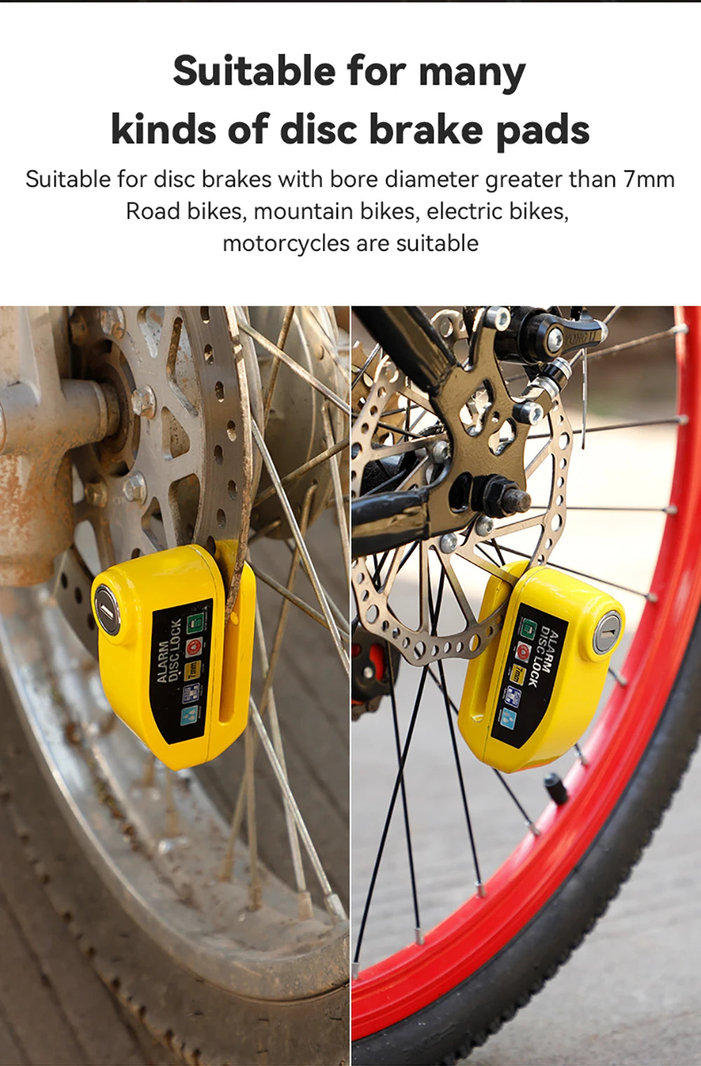 120dB Waterproof Motorcycle Disc Brake Alarm Lock