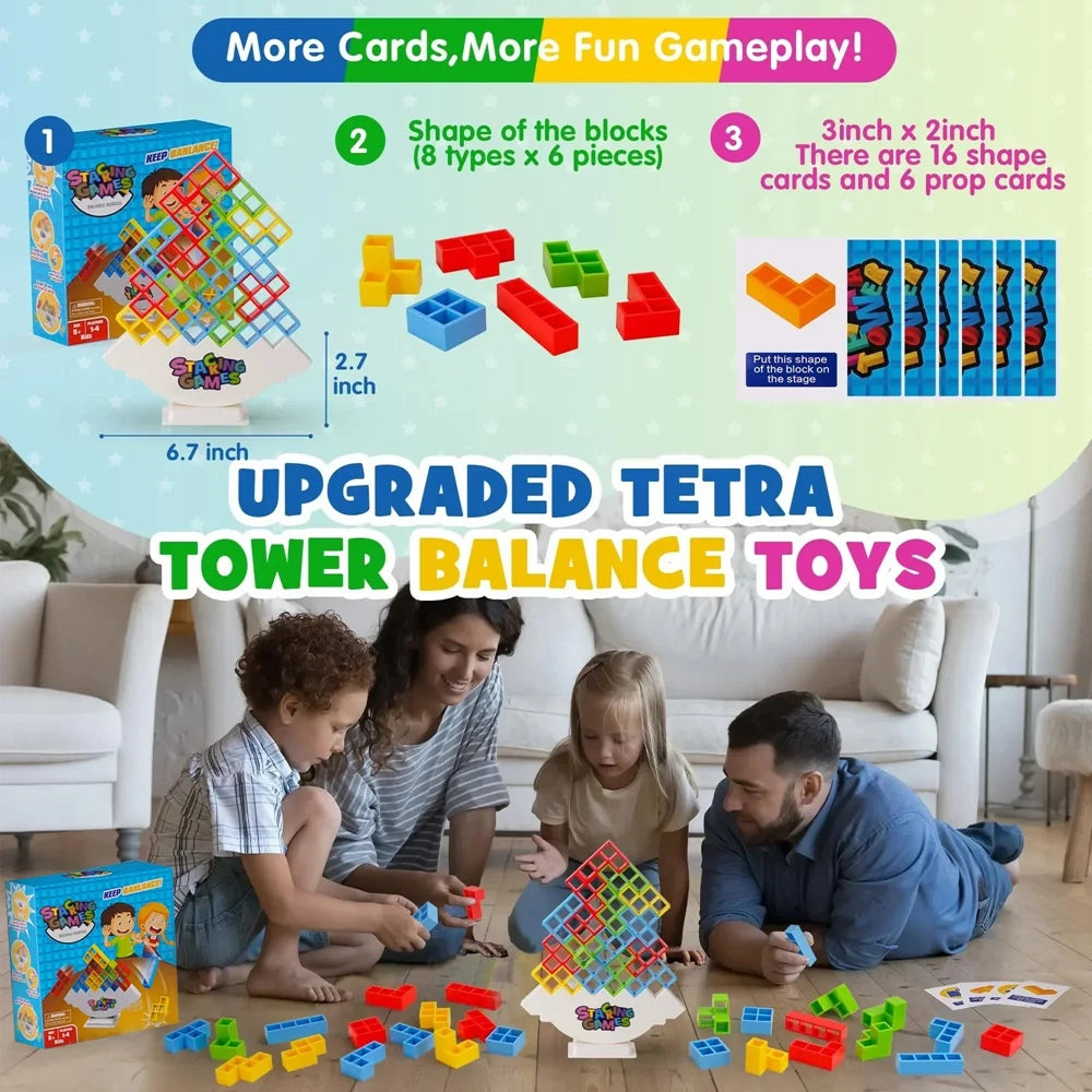 Balance Stacking Tetra Tower Block Game for Kids