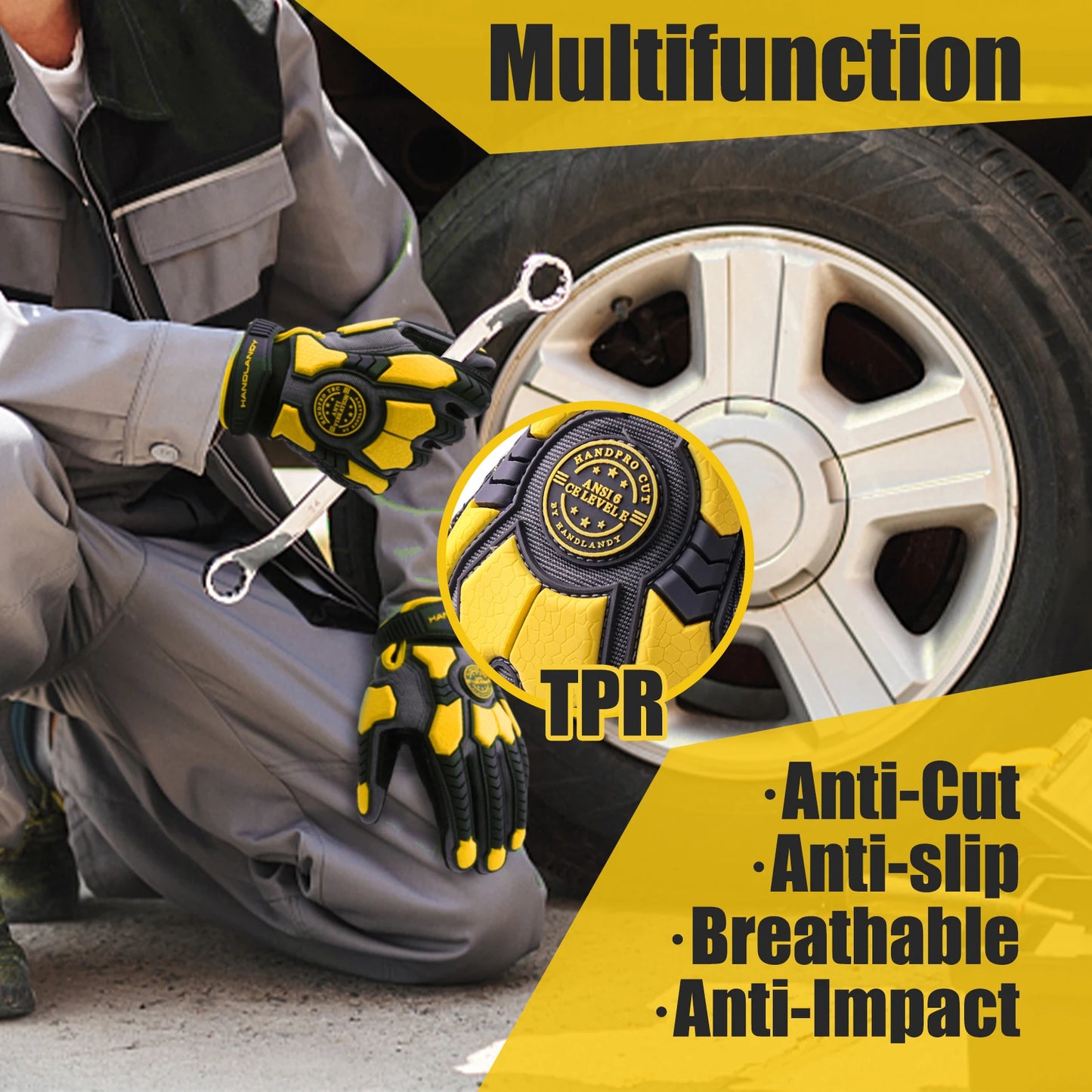 HANDLANDY Heavy Duty Work Gloves – Cut 6 Safety & Impact Protection