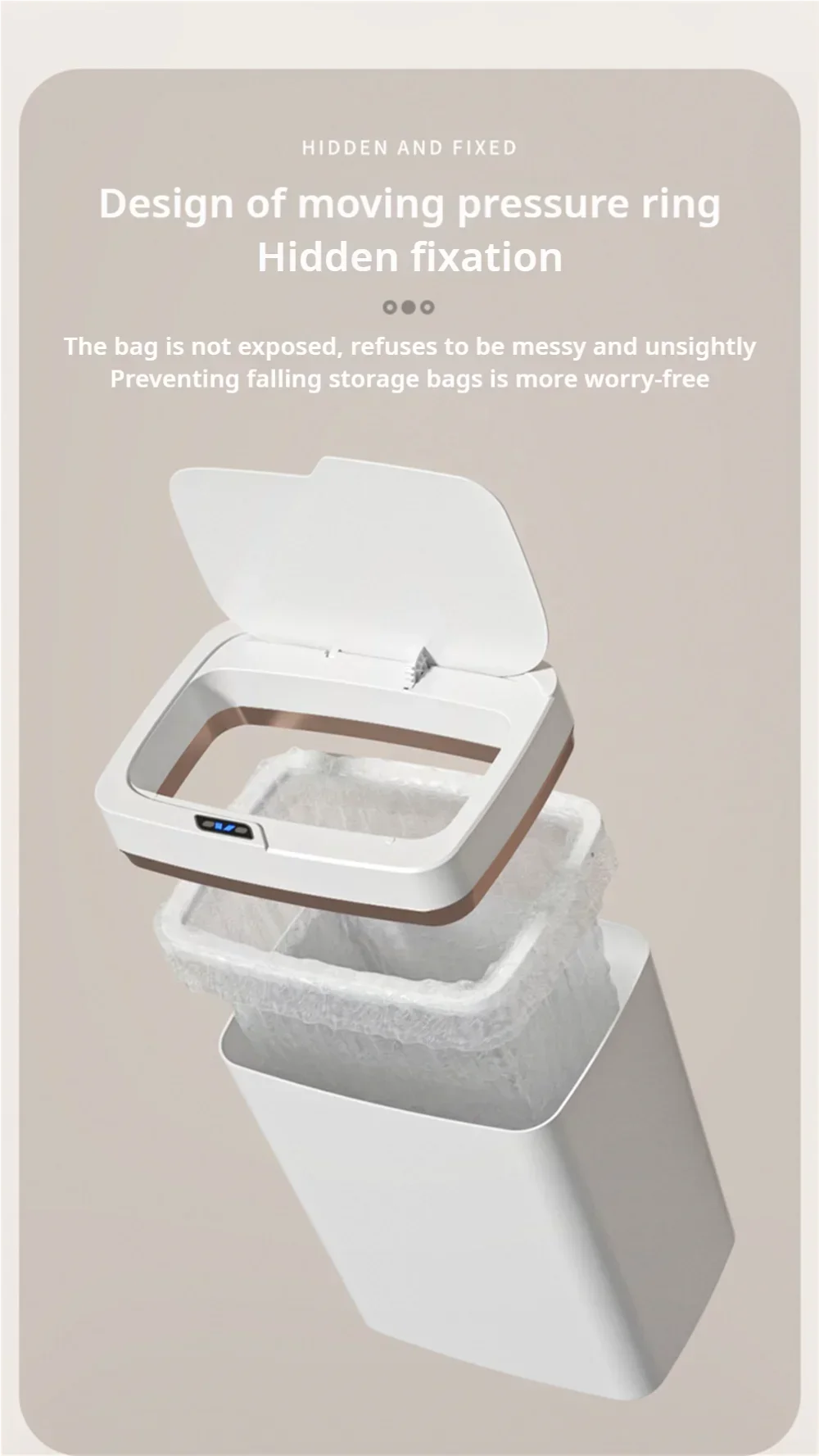 15L White Smart Sensor Trash Can – Auto Bagging