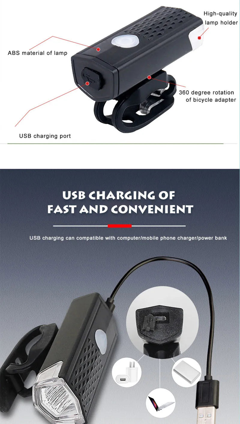 USB Bike Light Set Front & Rear