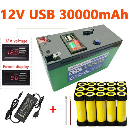 12V Lithium Battery 30Ah Rechargeable Power Pack