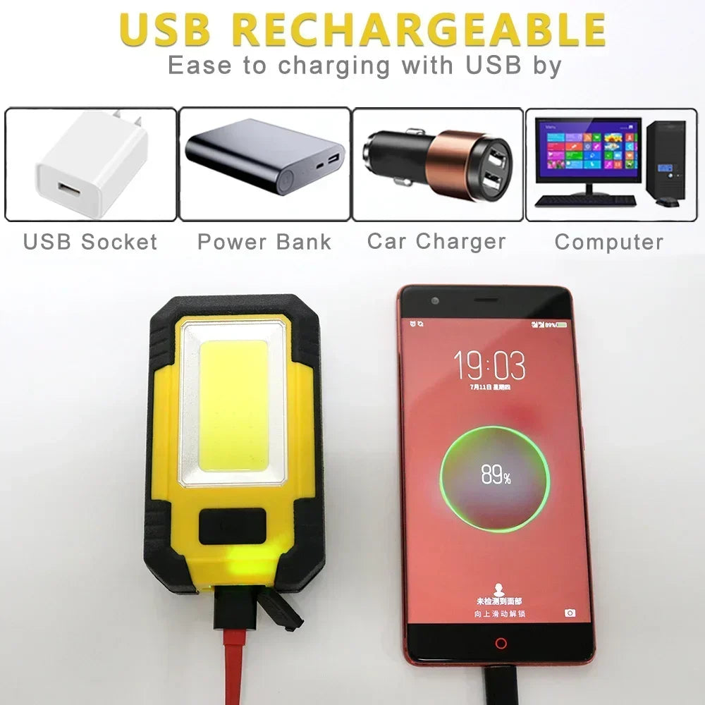 Rechargeable LED Flashlight & Work Light with Power Bank