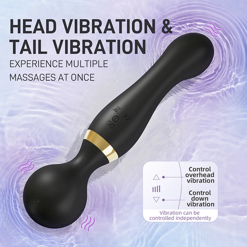 Powerful Dual Motor Silicone Dildo Vibrator Wand