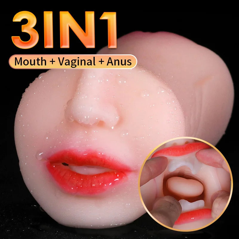 3-in-1 Male Masturbator: Oral, Vaginal & Deep Throat