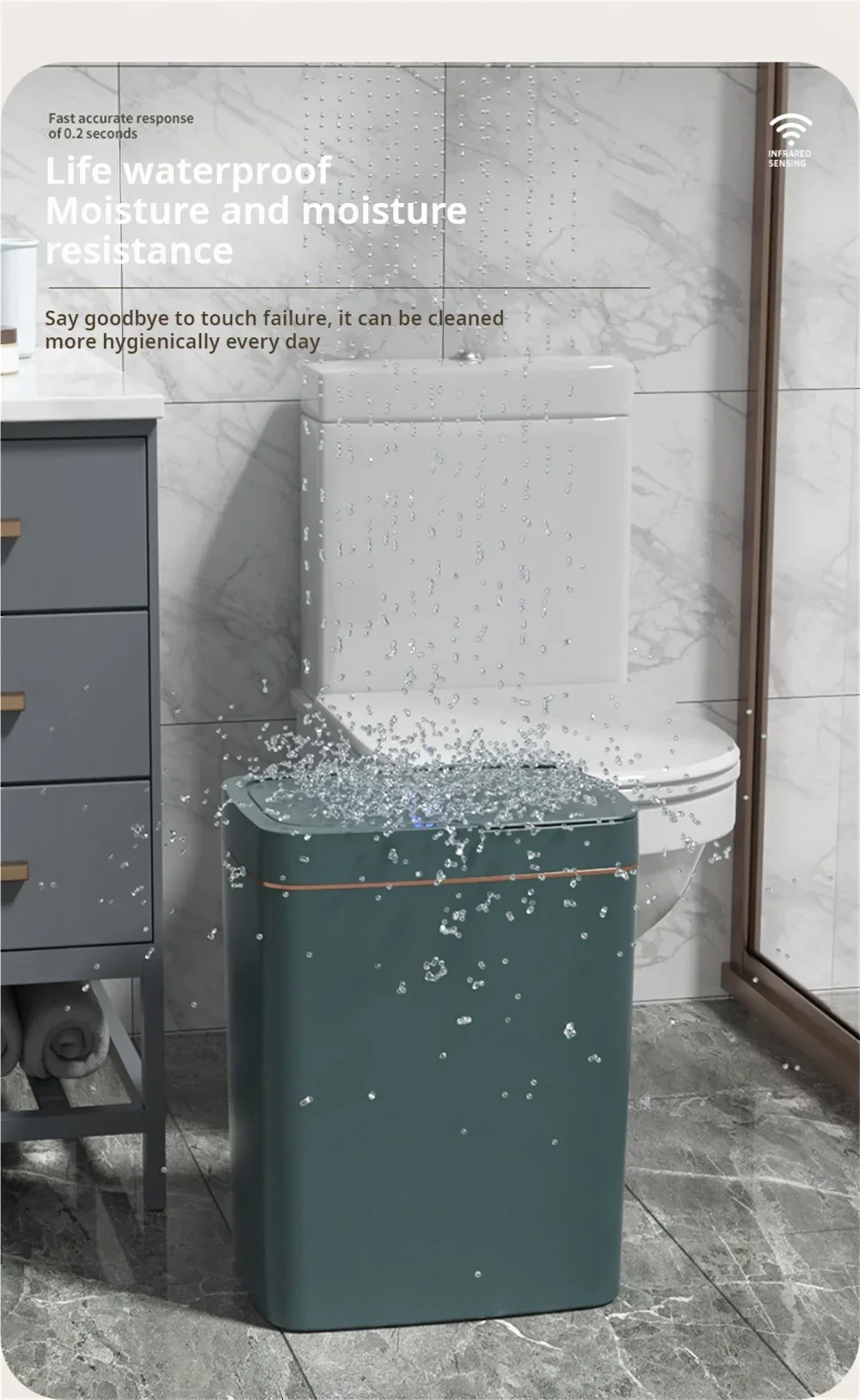 15L White Smart Sensor Trash Can – Auto Bagging