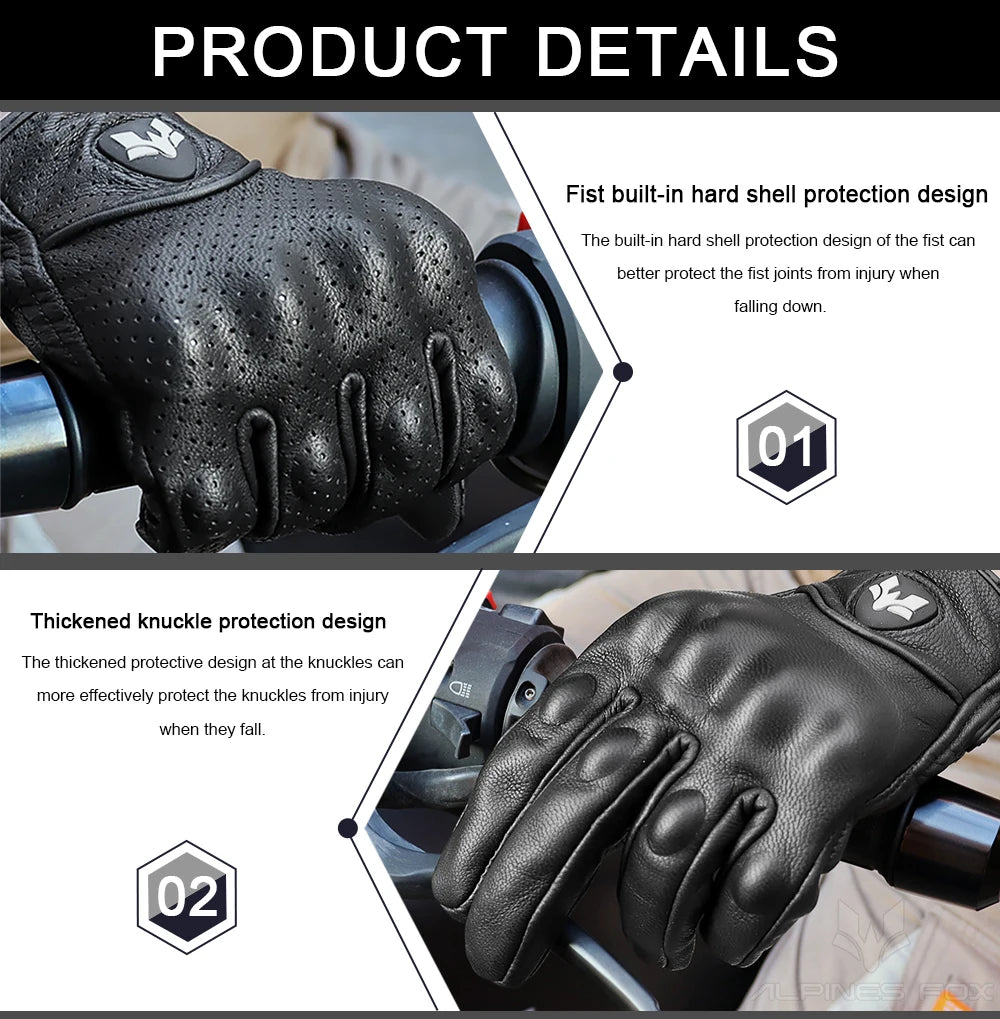 Vintage Leather Motorcycle Gloves Men