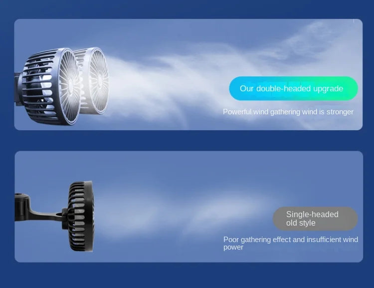 Dual Head Car USB Cooling Fan 3-Speed