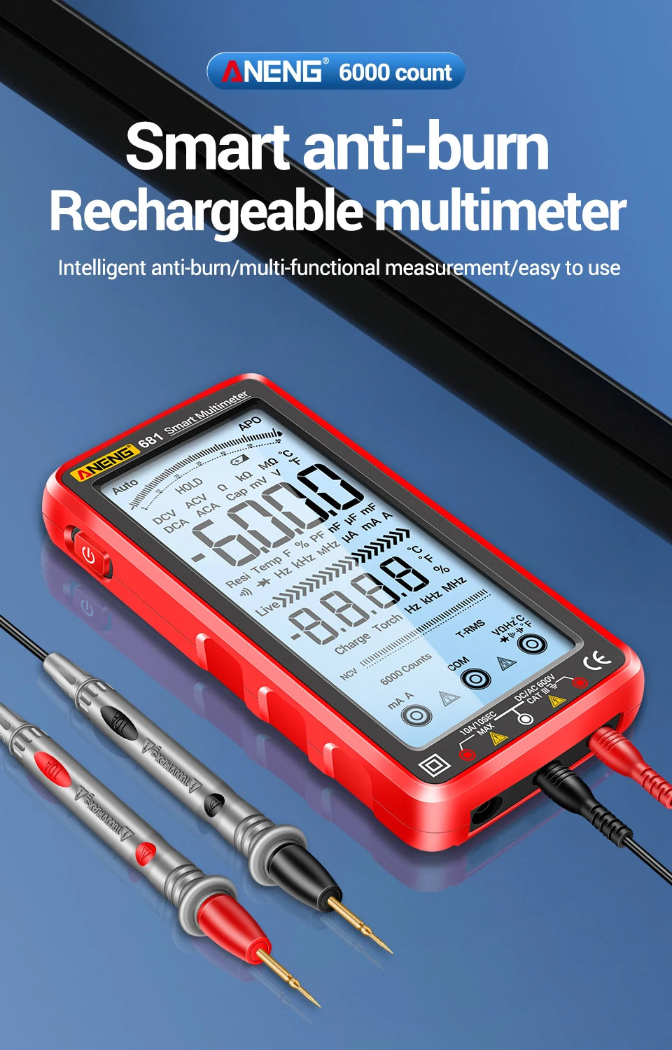 ANENG 681 Rechargeable Digital Multimeter Tester