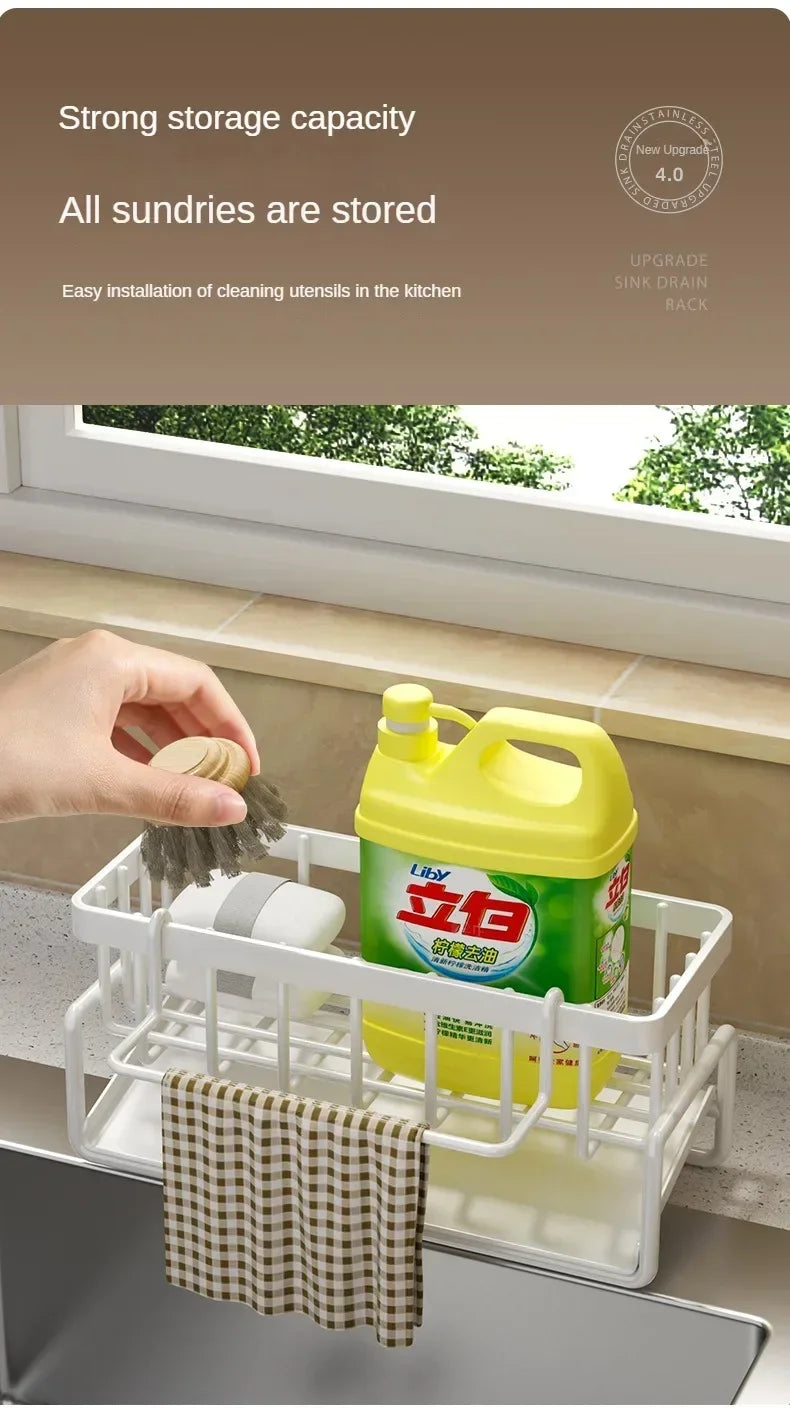 Multifunctional Sponge Rack Drainer – Kitchen Sink Organizer Shelf
