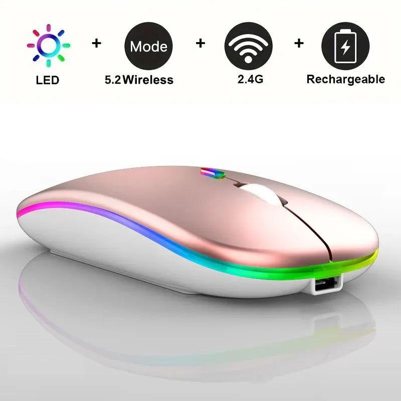 Wireless Mouse Gaming Backlight USB Compatible RGB Rechargeable