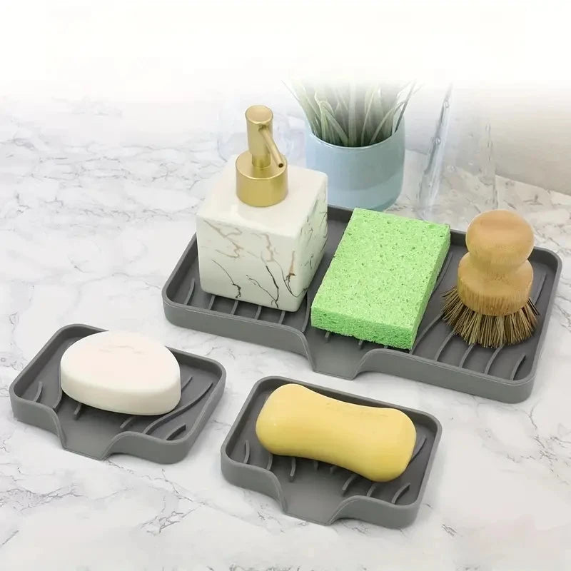 Silicone Sink Storage Tray with Drainage Rack