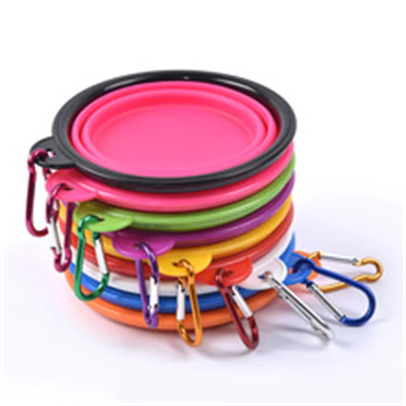 Collapsible Silicone Pet Bowl with Carabiner Clip