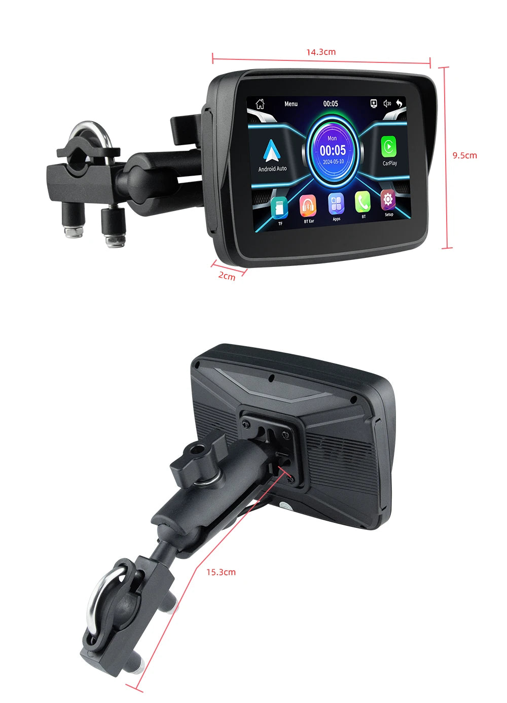EKIY 5″ Wireless CarPlay & Android Auto GPS Display