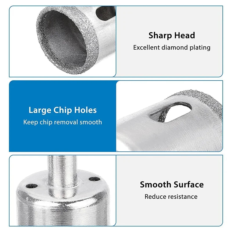 10PCS Diamond Hole Saw Drill Bit Set 3–50mm