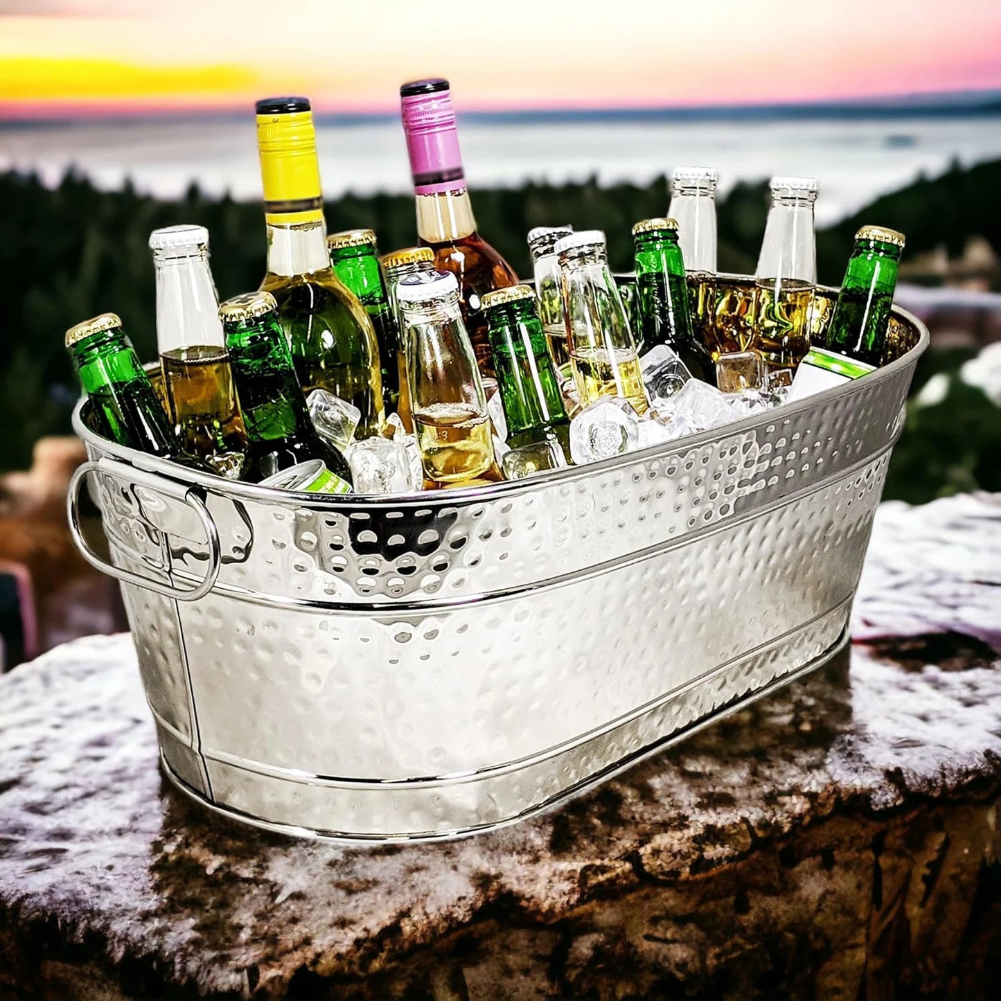 Large Galvanized Metal Ice Bucket Oval Cooler