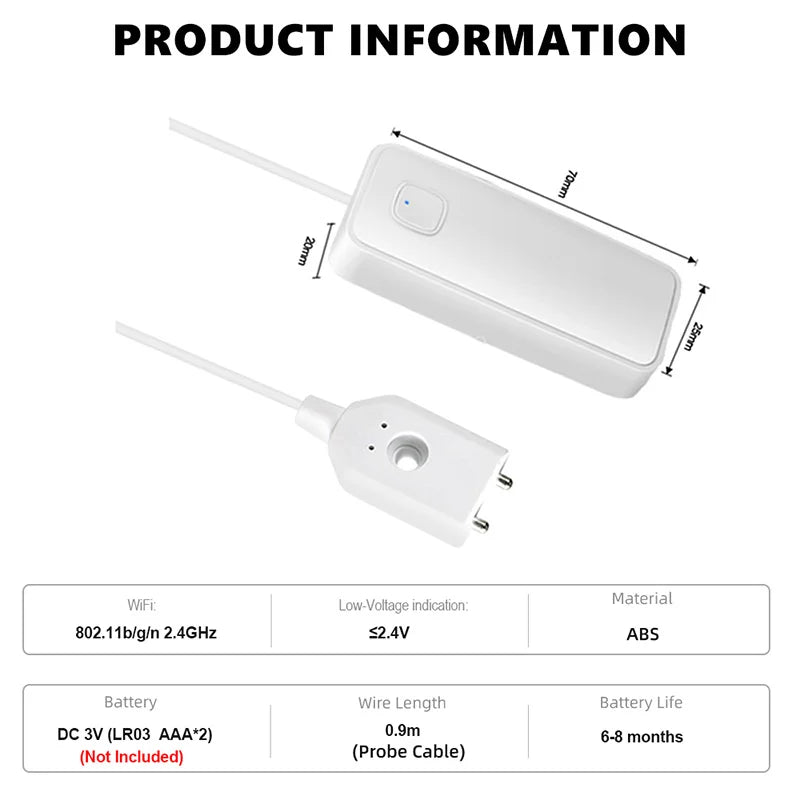 WiFi Smart Water Leak Detector – App Alert System