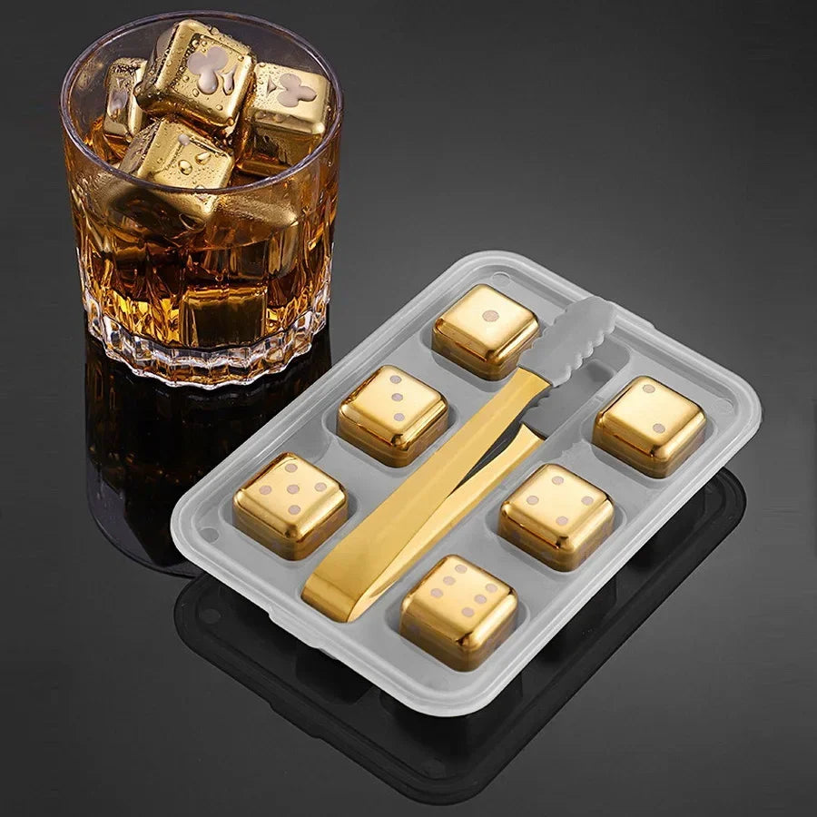 Reusable 304 Steel Whiskey Ice Cubes Set