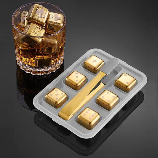 Reusable 304 Steel Whiskey Ice Cubes Set