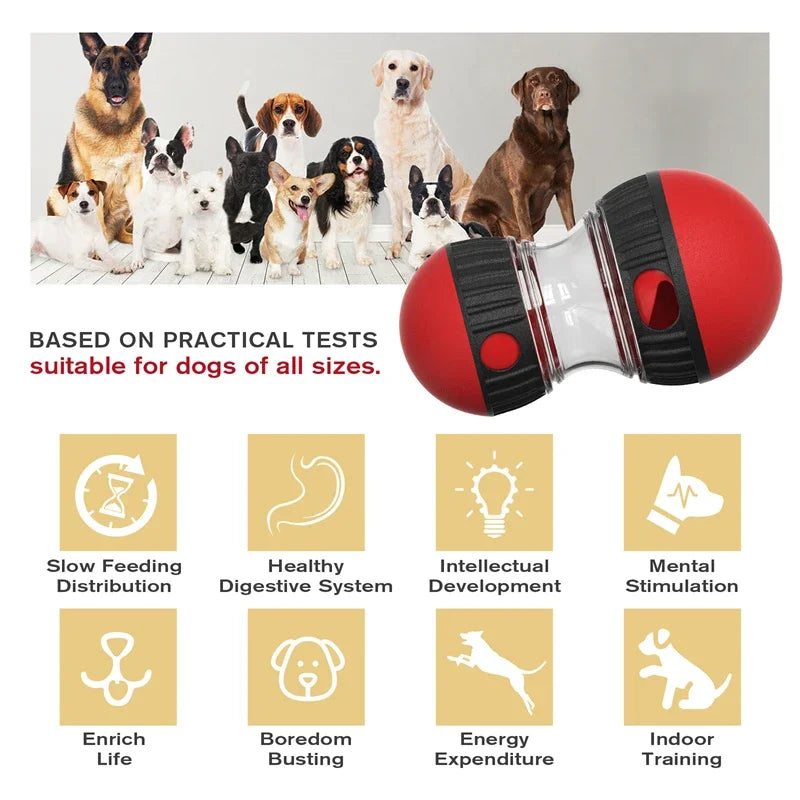 Interactive Dog Toy – Rolling Ball with Leaky Food Track for Mental Stimulation!