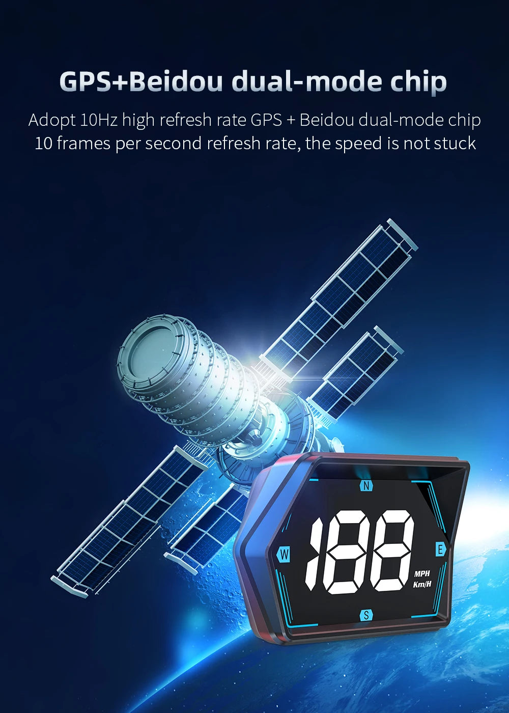 HD GPS Heads-Up Display – Speed & Compass Clarity!