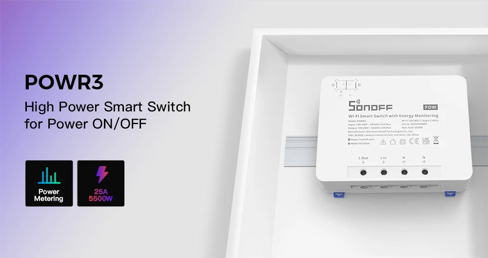 SONOFF POWR3 25A High Power Smart WiFi Switch