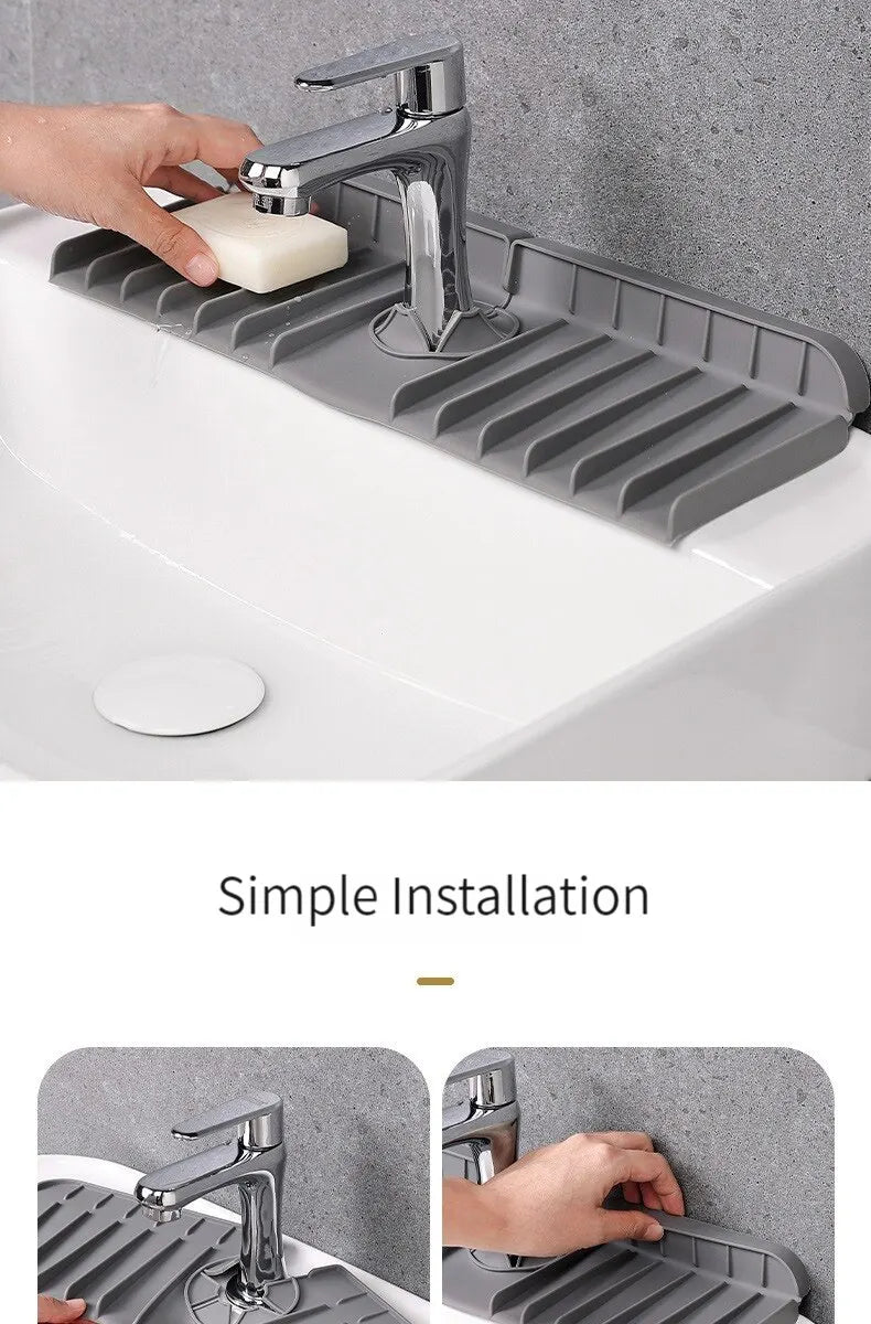 Silicone Faucet Mat & Sink Splash Guard – 2-in-1 Drying Pad