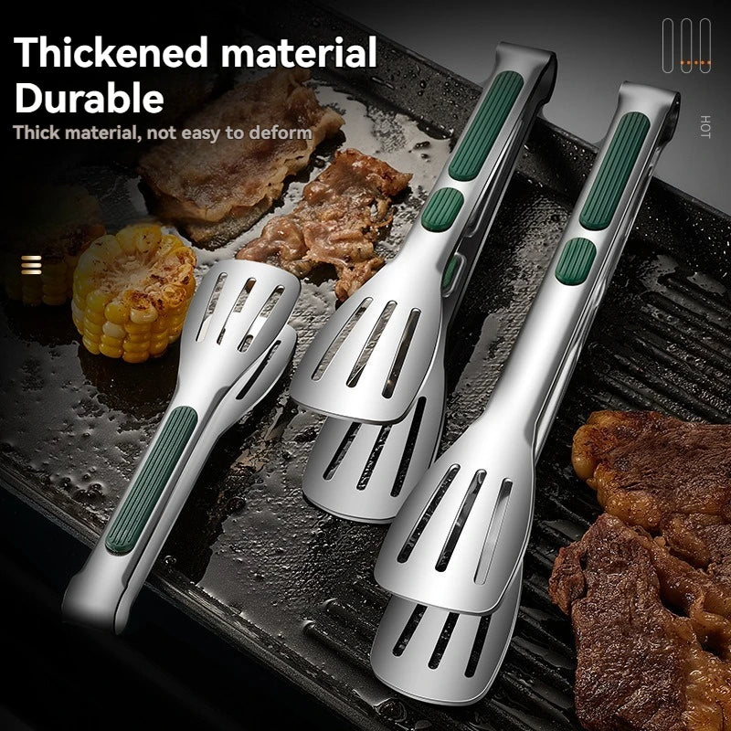 Stainless Steel Non-Slip Food Tongs for Kitchen Use