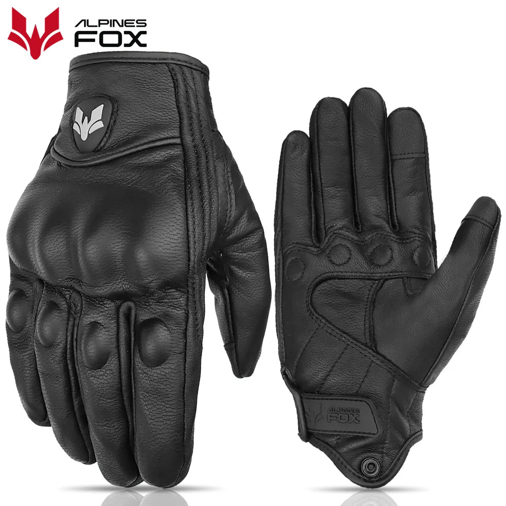 Vintage Leather Motorcycle Gloves Men