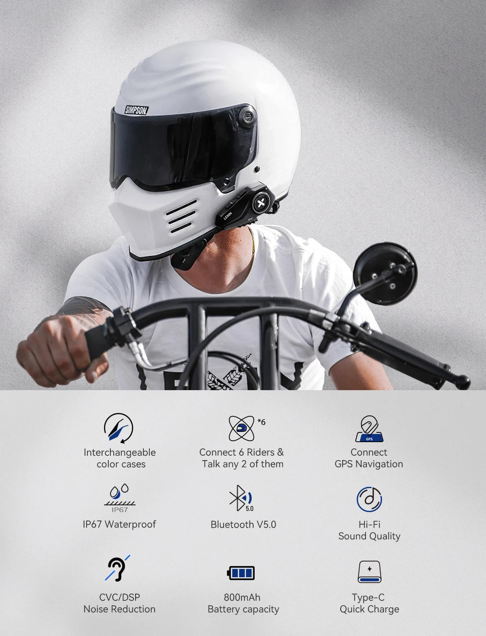 New Lexin G2 Bluetooth Motorcycle Intercom 6 Riders