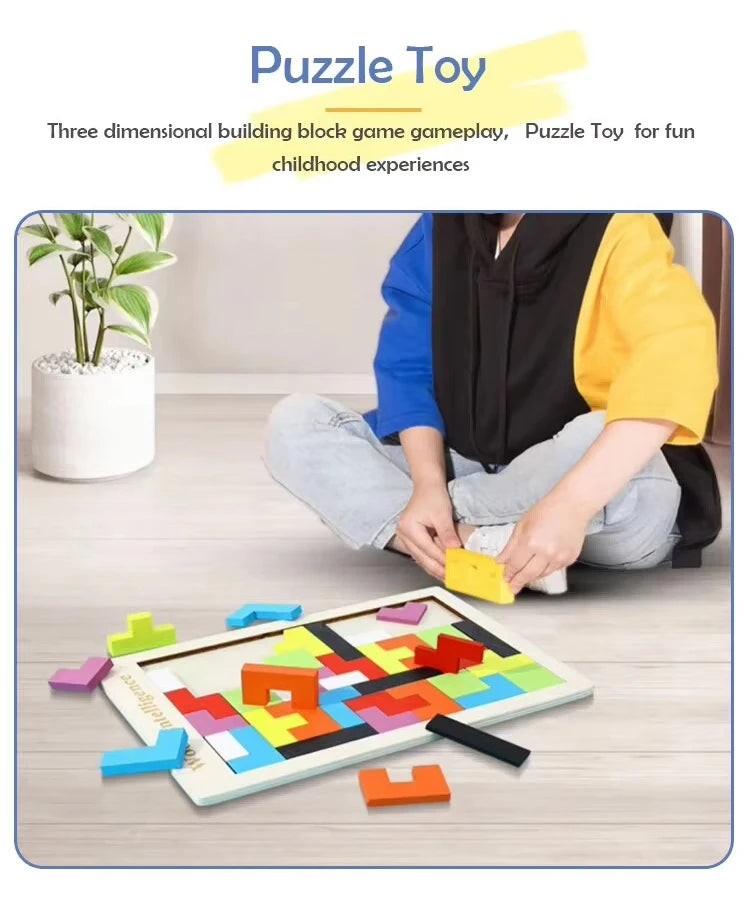 Montessori Wooden Puzzle Blocks – Brain-Boosting 3D Fun!
