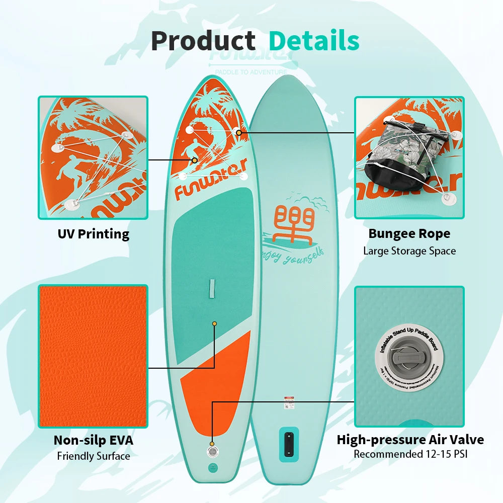 FunWater 11'6" Inflatable SUP Paddle Board with Accessories