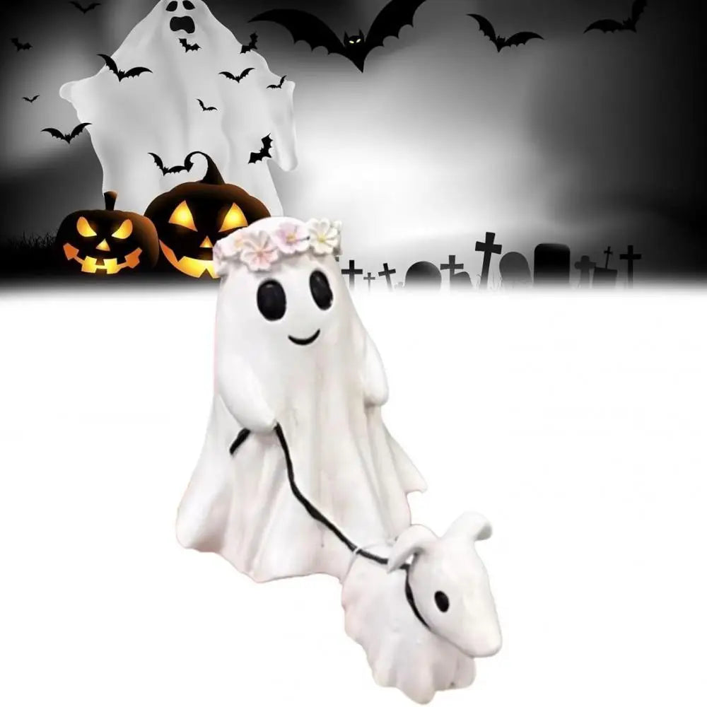 Halloween Ghost Walking Dog Resin Statue