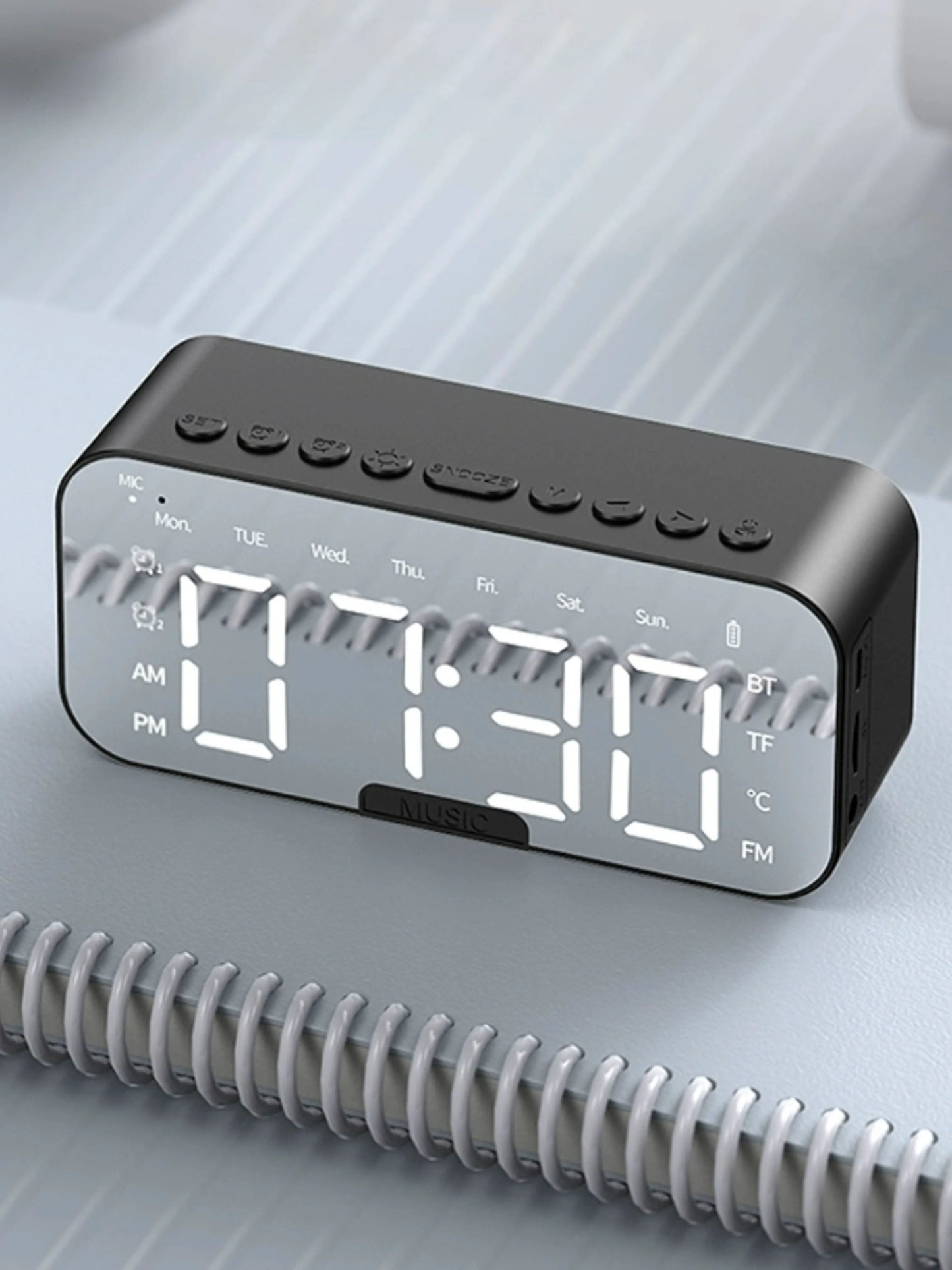 AI Smart Alarm Clock Wireless Speaker with Subwoofer