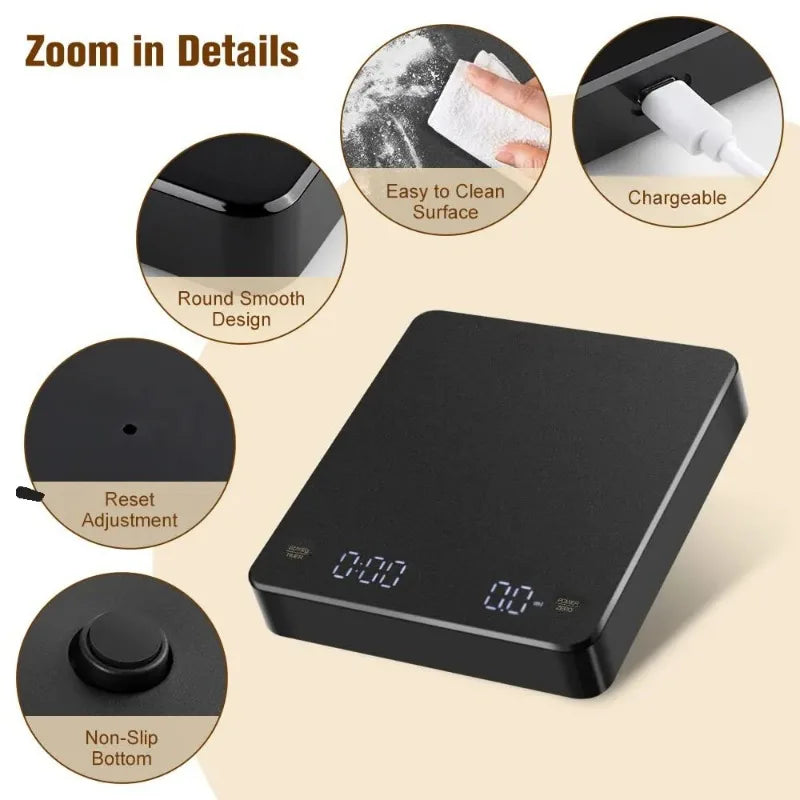 Digital Coffee Scale with Timer – Precision Meets Style in Your Kitchen
