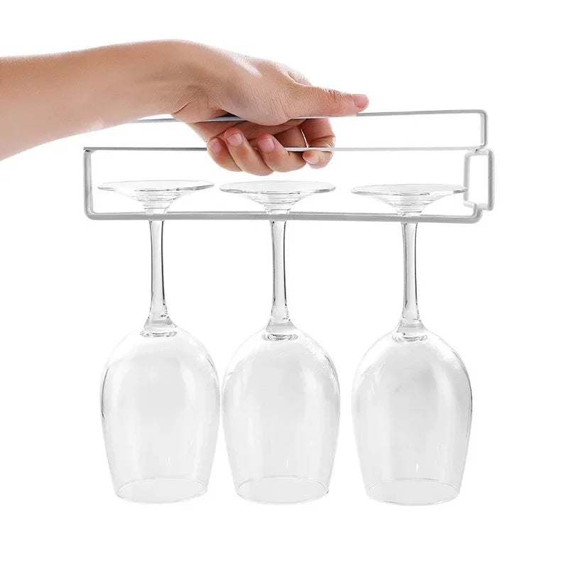 No Drilling Metal Wine Glass Holder – Under Cabinet Stemware Rack